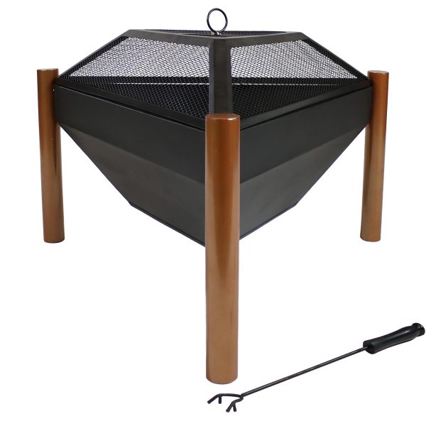 Steel Outdoor Triangle Fire Pit and Side Table - 31 - Image 4