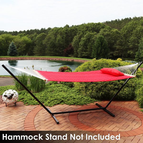 2-Person Quilted Hammock with Bolster Pillow - Image 7