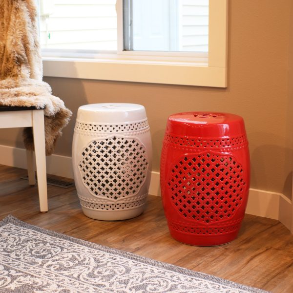 Marrakesh Lattice Ceramic Garden Stool Side Table - 17.75 - Image 6