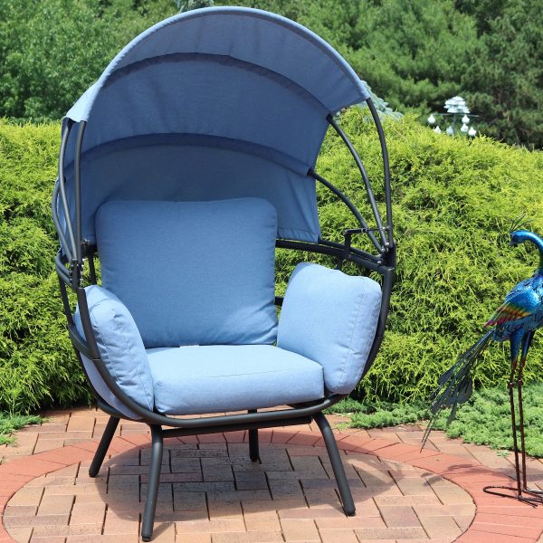Modern Luxury Patio Egg Chair with Canopy - Image 13