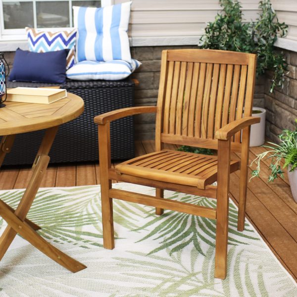 Teak Wood Stackable Outdoor Patio Dining Chair - Image 8