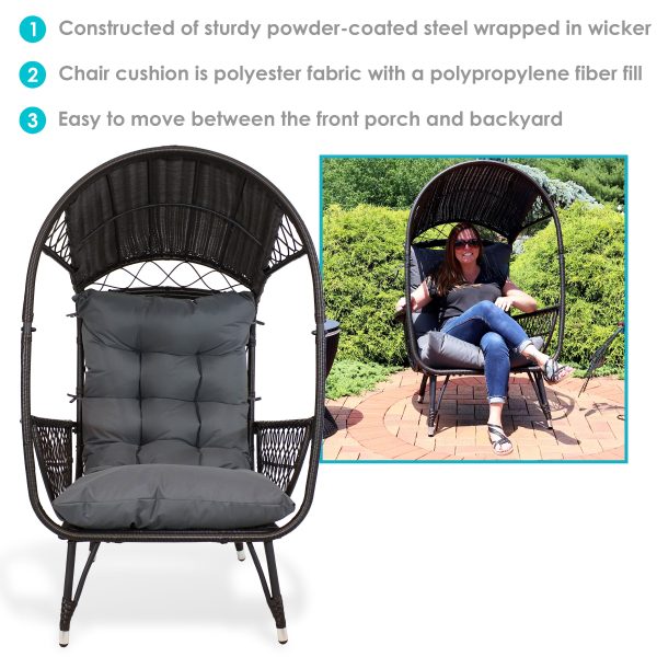 Shaded Comfort Wicker Outdoor Egg Chair with Legs - 56.5 H - Image 2