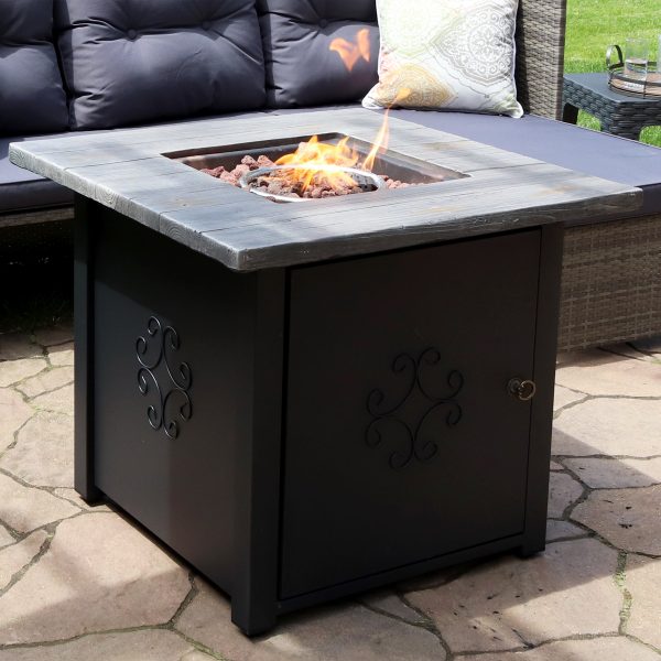 Outdoor 30 Square Propane Gas Fire Pit Table with Lava Rocks - Image 2