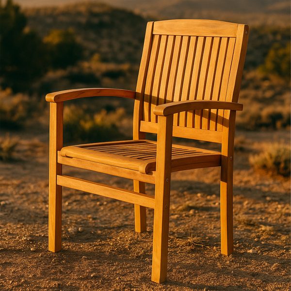 Teak Wood Stackable Outdoor Patio Dining Chair - Image 9
