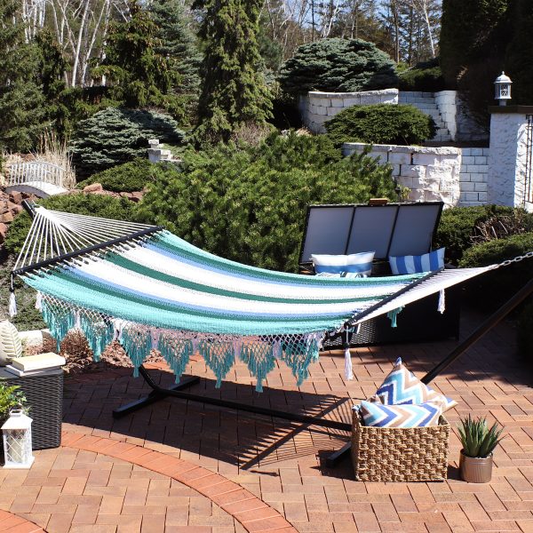 Woven Double Hammock with Spreader Bars - Image 4