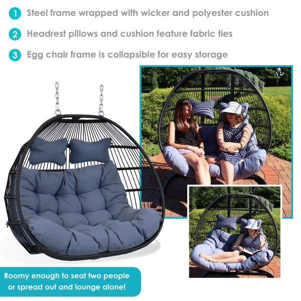 Liza Loveseat Egg Chair with Cushions - Gray - Image 2