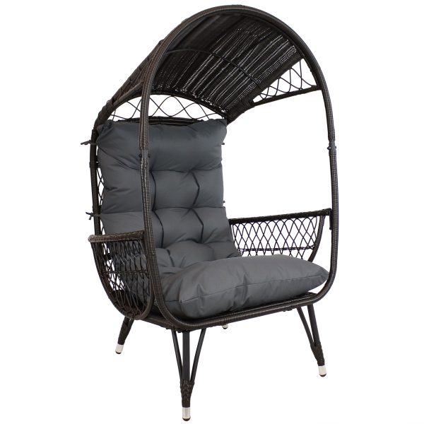 Shaded Comfort Wicker Outdoor Egg Chair with Legs - 56.5 H