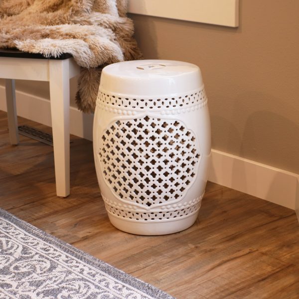 Marrakesh Lattice Ceramic Garden Stool Side Table - 17.75 - Image 10