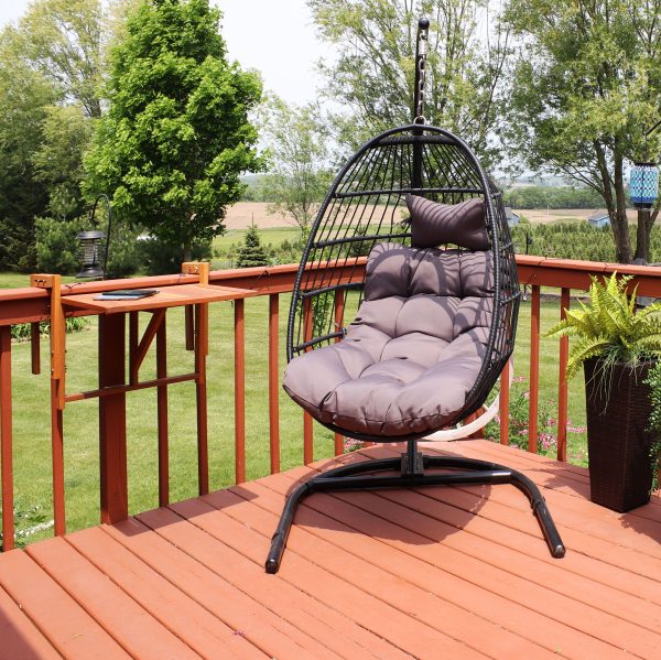 Julia Outdoor Hanging Egg Chair with Stand and Cushion - Image 18