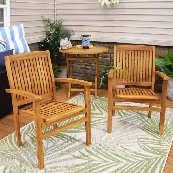 Teak Wood Stackable Outdoor Patio Dining Chair - Image 12