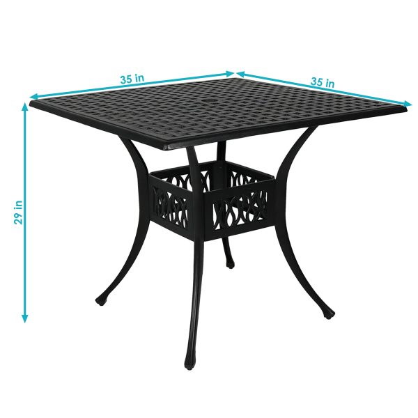 Black Cast Aluminum Square Dining Table - 35 - Image 3