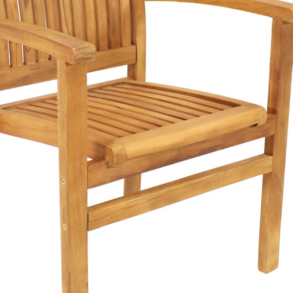 Teak Wood Stackable Outdoor Patio Dining Chair - Image 14