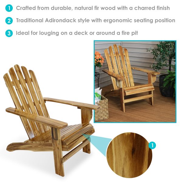 Rustic Wooden Adirondack Chair with Light Charred Finish - Image 2