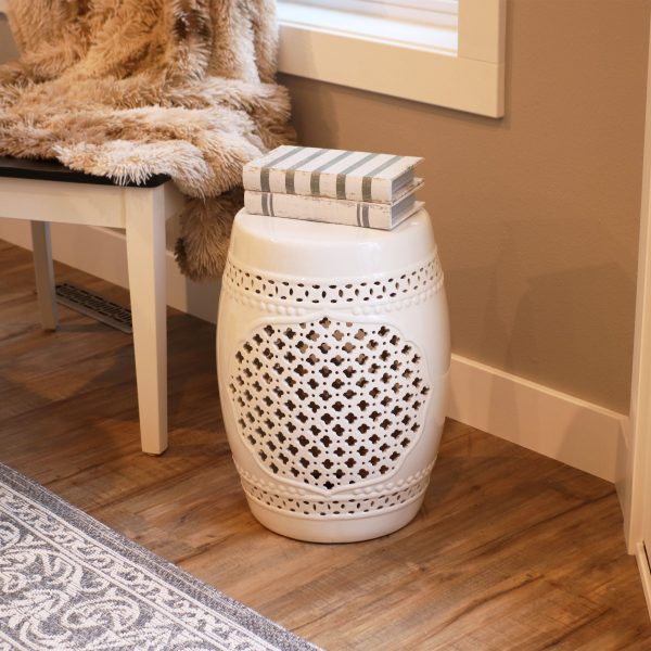 Marrakesh Lattice Ceramic Garden Stool Side Table - 17.75 - Image 13