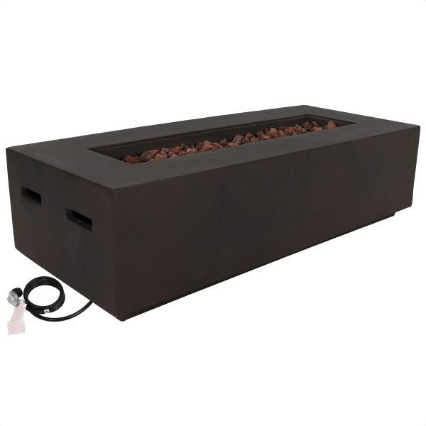 Rectangular Liquid Propane Gas Fire Pit with Lava Rocks - 56 - Image 3