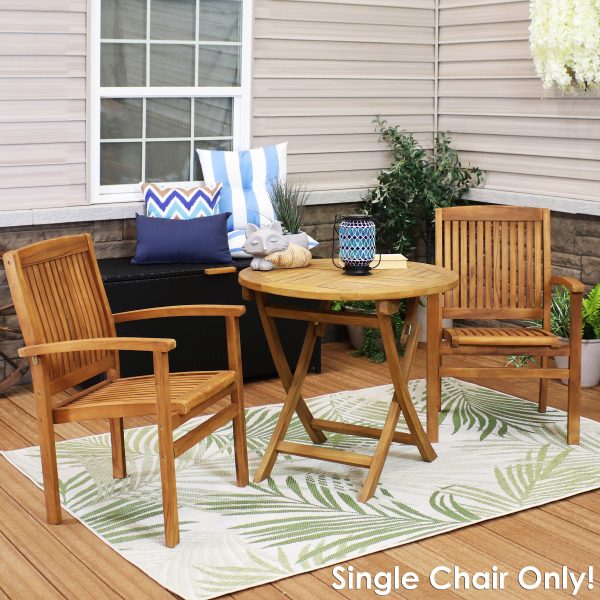 Teak Wood Stackable Outdoor Patio Dining Chair - Image 7