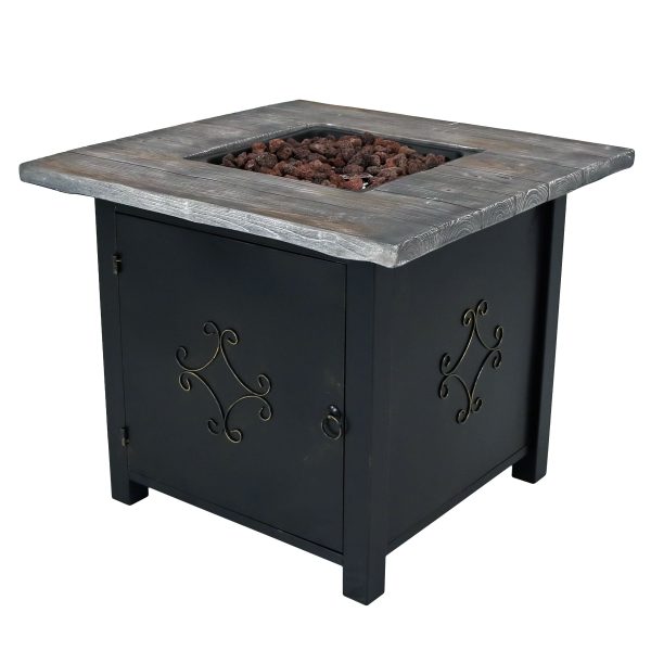 Outdoor 30 Square Propane Gas Fire Pit Table with Lava Rocks - Image 3