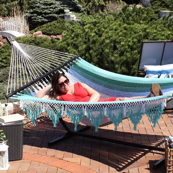 Woven Double Hammock with Spreader Bars - Image 6