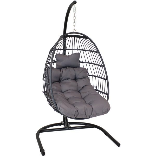 Julia Outdoor Hanging Egg Chair with Stand and Cushion - Image 15