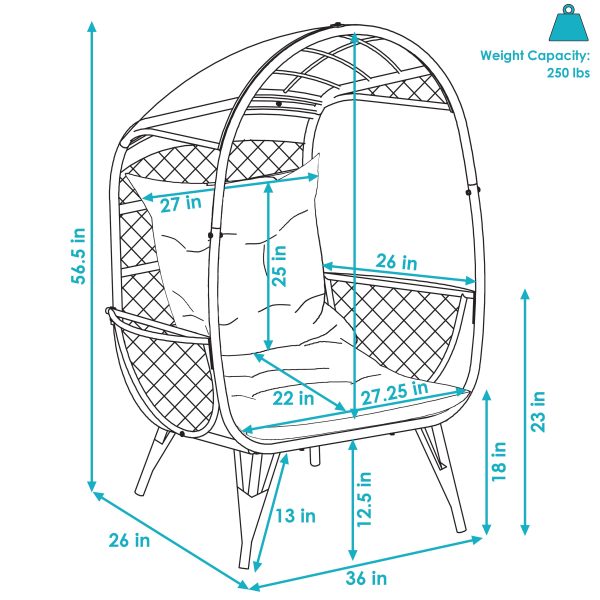 Shaded Comfort Wicker Outdoor Egg Chair with Legs - 56.5 H - Image 3