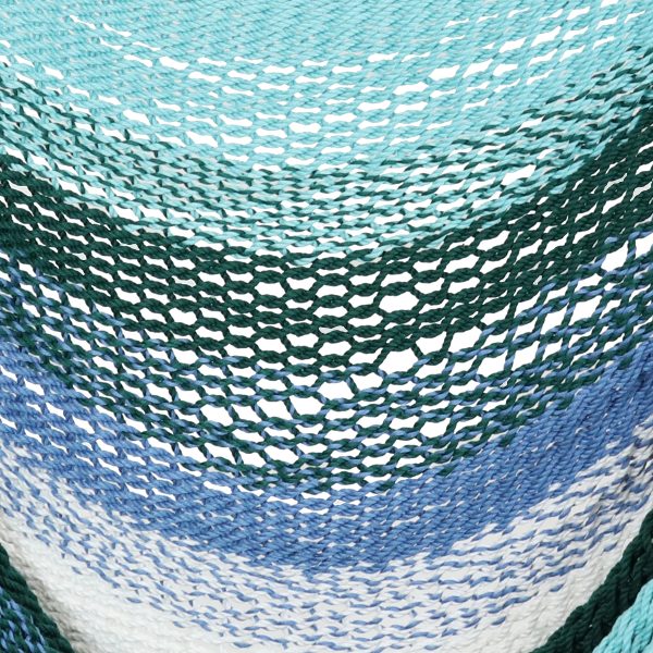Polyester Caribbean Hanging Hammock Chair - Lagoon Stripes - Image 6