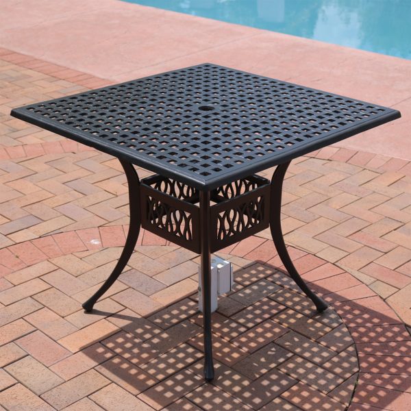 Black Cast Aluminum Square Dining Table - 35 - Image 6