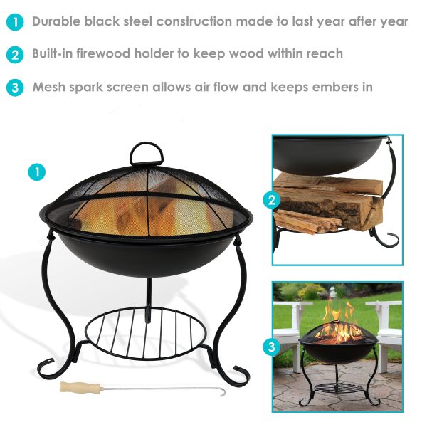 Elegant Steel Fire Pit with Spark Screen - 18 - Image 5