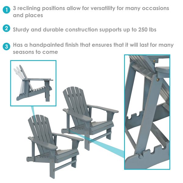Wooden Outdoor Adirondack Chair with Adjustable Backrest - Image 10