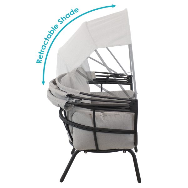 Modern Luxury Patio Egg Chair with Canopy - Image 3