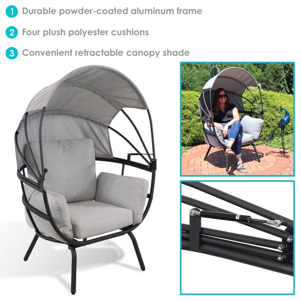 Modern Luxury Patio Egg Chair with Canopy - Image 2