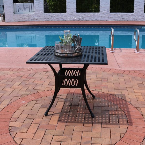 Black Cast Aluminum Square Dining Table - 35 - Image 5