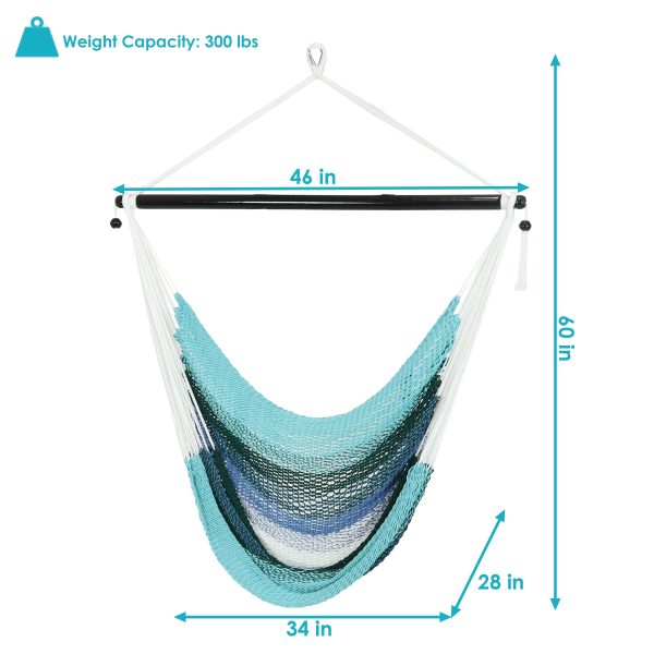 Polyester Caribbean Hanging Hammock Chair - Lagoon Stripes - Image 3