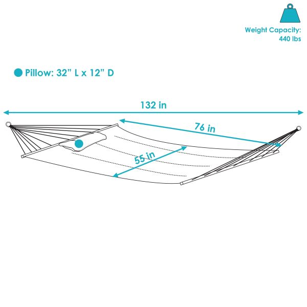2-Person Quilted Hammock with Bolster Pillow - Image 3