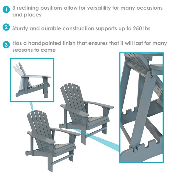 Wooden Outdoor Adirondack Chair with Adjustable Backrest - Image 2