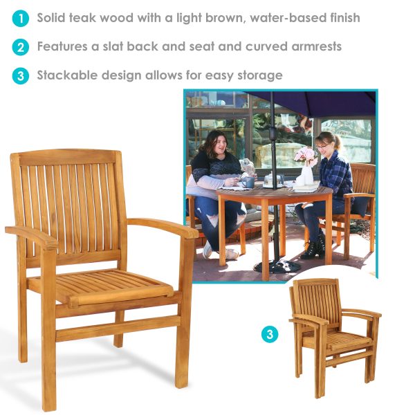 Teak Wood Stackable Outdoor Patio Dining Chair - Image 11