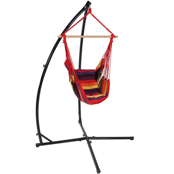 Outdoor Hanging Hammock Chair Swing and X-Stand Set - Sunset